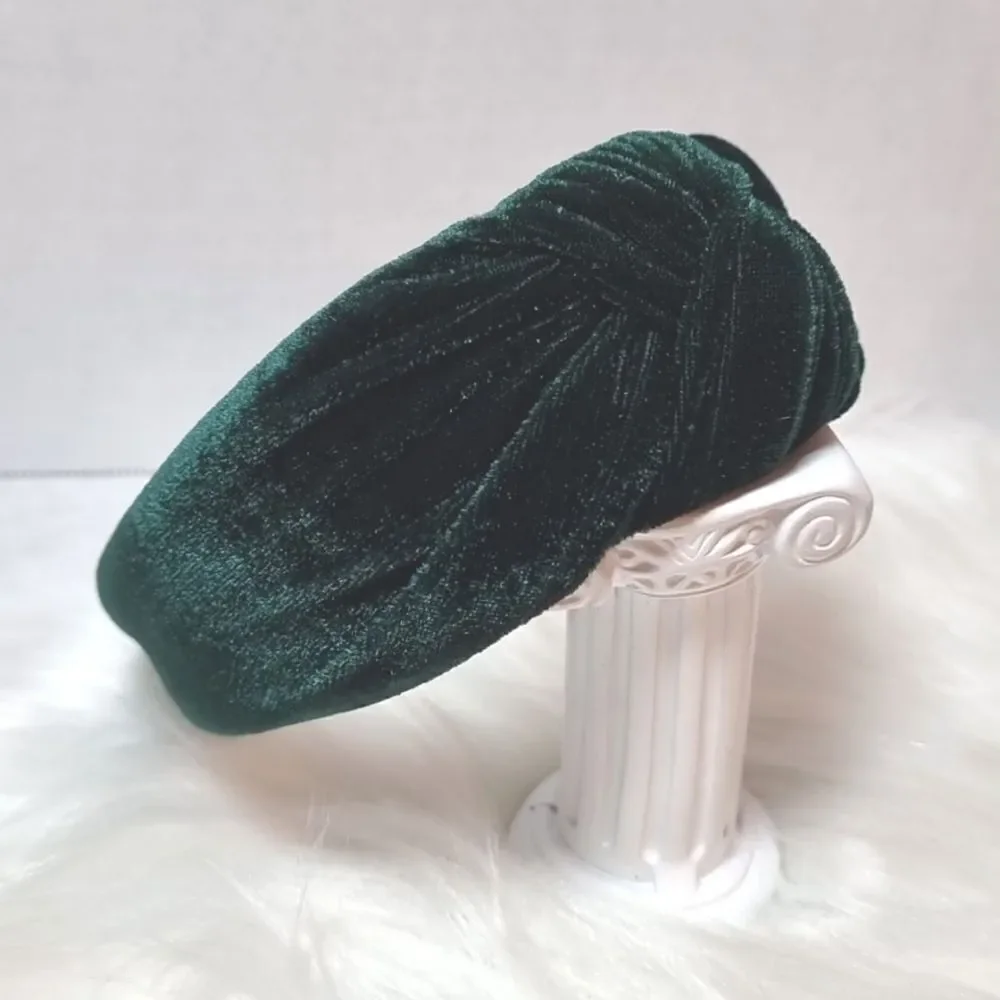 New Wide Green Velvet Top Knot Headband fall christmas Luxe Luxury